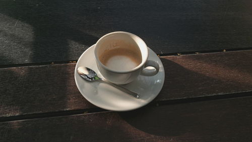 High angle view of coffee on table