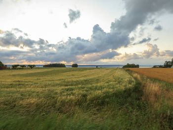 Scenic view of landscape against cloudy sky