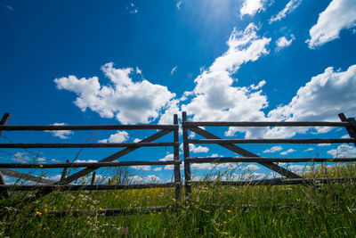 Scenic view of field against blue sky