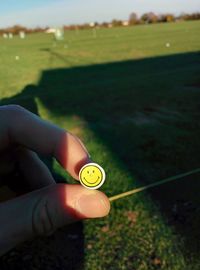 Close-up of cropped hand holding plant