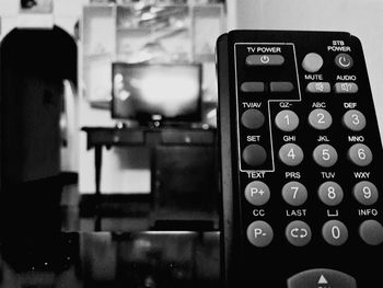 Close-up of remote at home