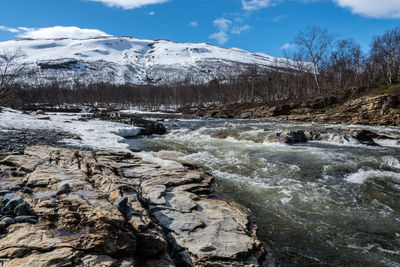 Scenic view of landscape against sky during winter