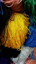 High angle view of multi colored fabric