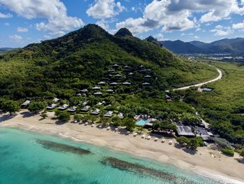 High angle view of beach against sky