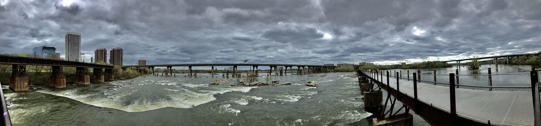 Panoramic view of sea against sky during winter