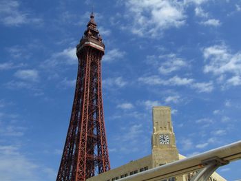 Low angle view of eiffel tower against sky