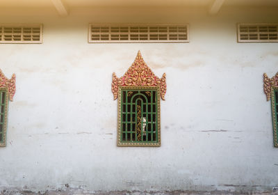 Ornament on the window in the buddhist temple in wat langka in cambodia