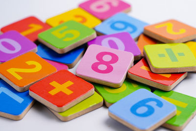 Close-up of toys on table