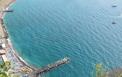 Aerial view of turquoise sea