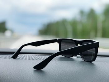 Close-up of sunglasses on table