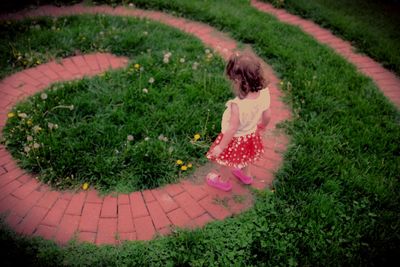 People relaxing on grassy field