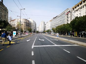 View of city street against sky