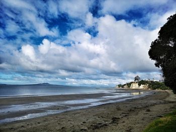 Scenic view of beach against sky