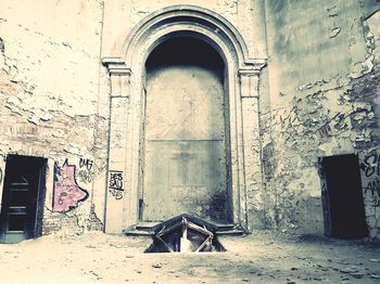 Open door of old building