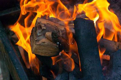 Close-up of fire pit at night