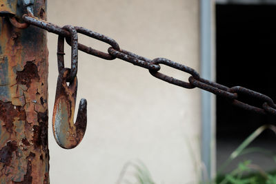 Close-up of rusty metallic chain