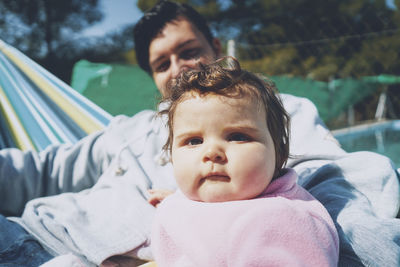 Portrait of mother and son