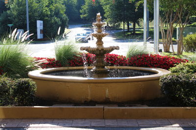 View of fountain in garden