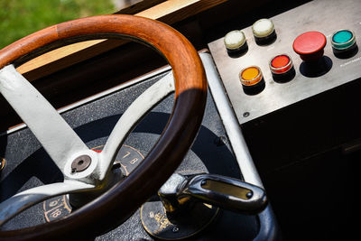 High angle view of vintage car on table