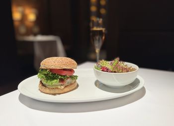 Close-up of food in plate on table