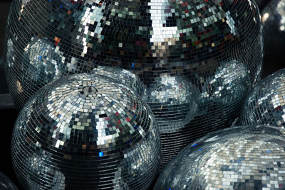 Close-up of disco balls