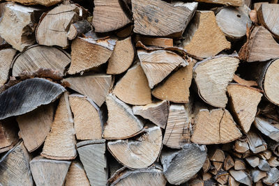 Full frame shot of logs in forest