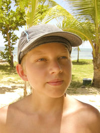 Portrait of young boy on beach