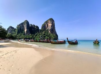 Scenic view of beach against clear sky