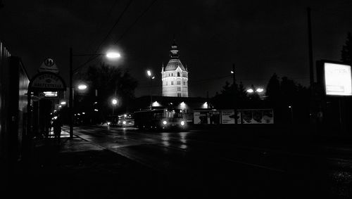 Illuminated building at night