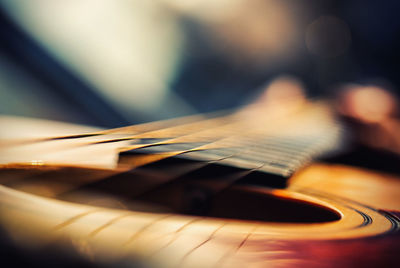 Close-up of acoustic guitar