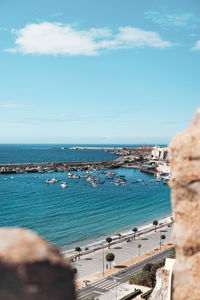 High angle view of beach against sky