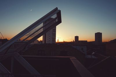 View of city at sunset