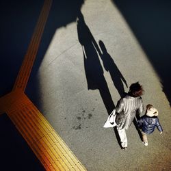 Shadow of woman on wall