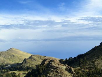 Scenic view of mountains against sky