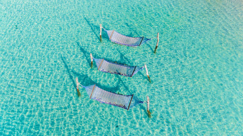 High angle view of personal accessories