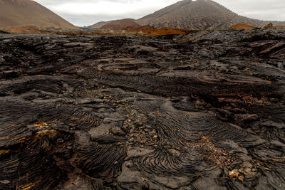 Aerial view of volcanic landscape