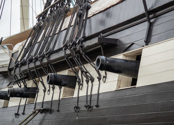 Low angle view of rope on wall