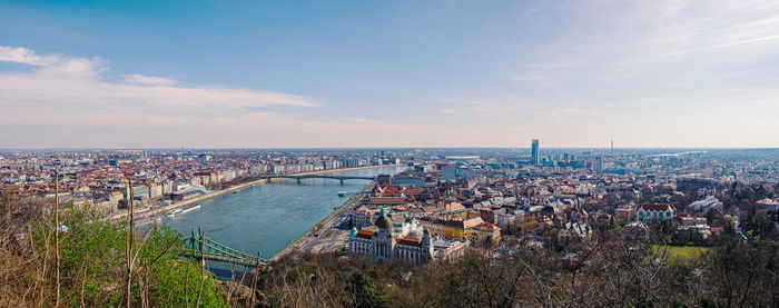 High angle view of townscape against sky