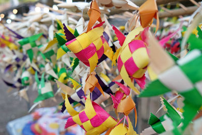 Close-up of multi colored decorations for sale