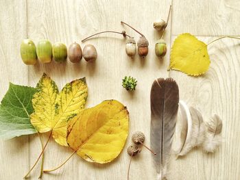 High angle view of fruits on table