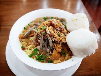 Close-up of food in plate on table