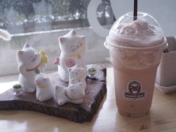 Close-up of ice cream on table