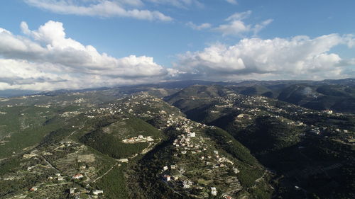 Aerial view of landscape against sky