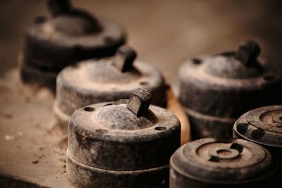 Close-up of abandoned light switches