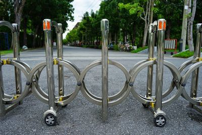 Close-up of bicycle in city