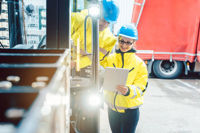 Man working in bus