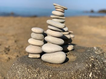 Stack of stones on sand