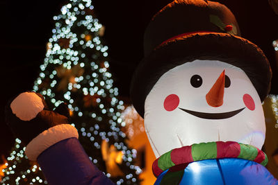 Close-up of illuminated christmas tree