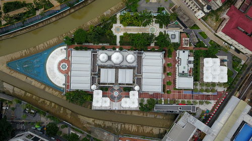 High angle view of buildings in city