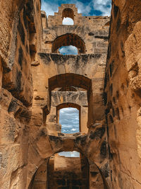 Low angle view of old ruin building